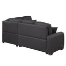 87.4"Sectional Sleeper Sofa with USB Charging Port and Plug Outlet,Pull-Out Sofa Bed with 3 Pillows, L-Shape Chaise for Living Room Small Apartment,Black