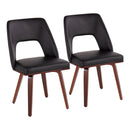 Triad - Mid-Century Modern Upholstered Chair (Set of 2) - Walnut / Black by HouseOfZazla