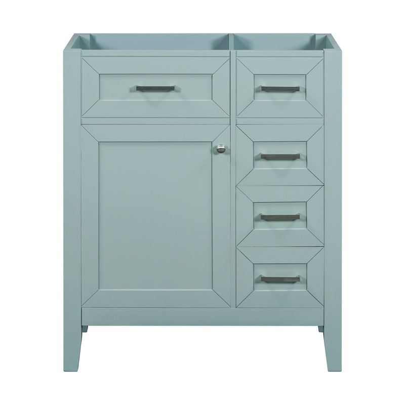 30" Bathroom Vanity without Sink, Cabinet Base Only, Bathroom Cabinet with Drawers, Solid Frame and MDF Board, Green