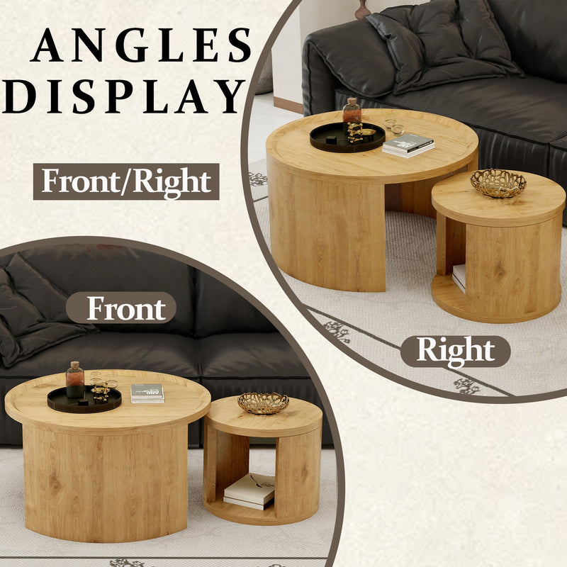 Round Nesting Coffee Table Set of 2, photo 9 of 10
