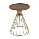 Hollow - Edge Retro Art Pine Side Table With Antique And Natural Color, Iron And Pine Construction - Antique Gold / Natural