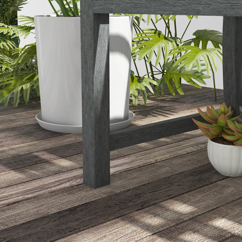 46" Outdoor Garden Bench, Metal Bench, Wood Look Slatted Frame Furniture for Patio, Park, Porch, Lawn, Yard, Deck, Gray