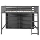 Loft Bed With 8 Open Storage Shelves And Built In Ladder