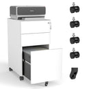 3-Drawer Mobile File Cabinet With Lock, On Wheels - White by HouseOfZazla