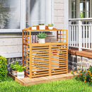 Outsunny Wood Air Conditioner Fence, Outdoor Privacy Screen Potting Table with Shelves by HouseOfZazla