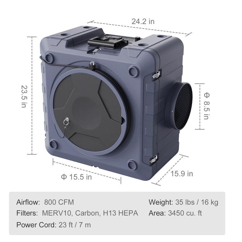 Air Scrubber with 3-Stage Filtration, Stackable Negative Air Machine 800 CFM, photo 9 of 10