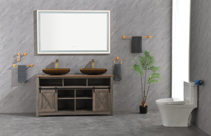 60x36 LED Lighted Bathroom Wall Mounted Mirror with High Lumen+Anti-Fog Separately Control