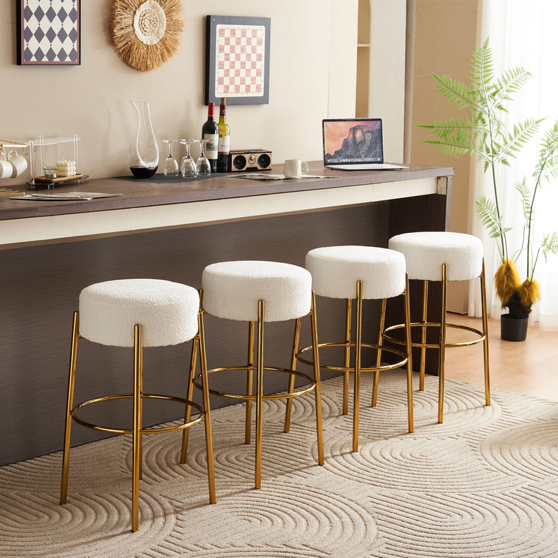 30" Tall, Round High Bar Stools, Set of 2 - Contemporary upholstered dining stools for kitchens, coffee shops and bar stores - Includes sturdy hardware support legs