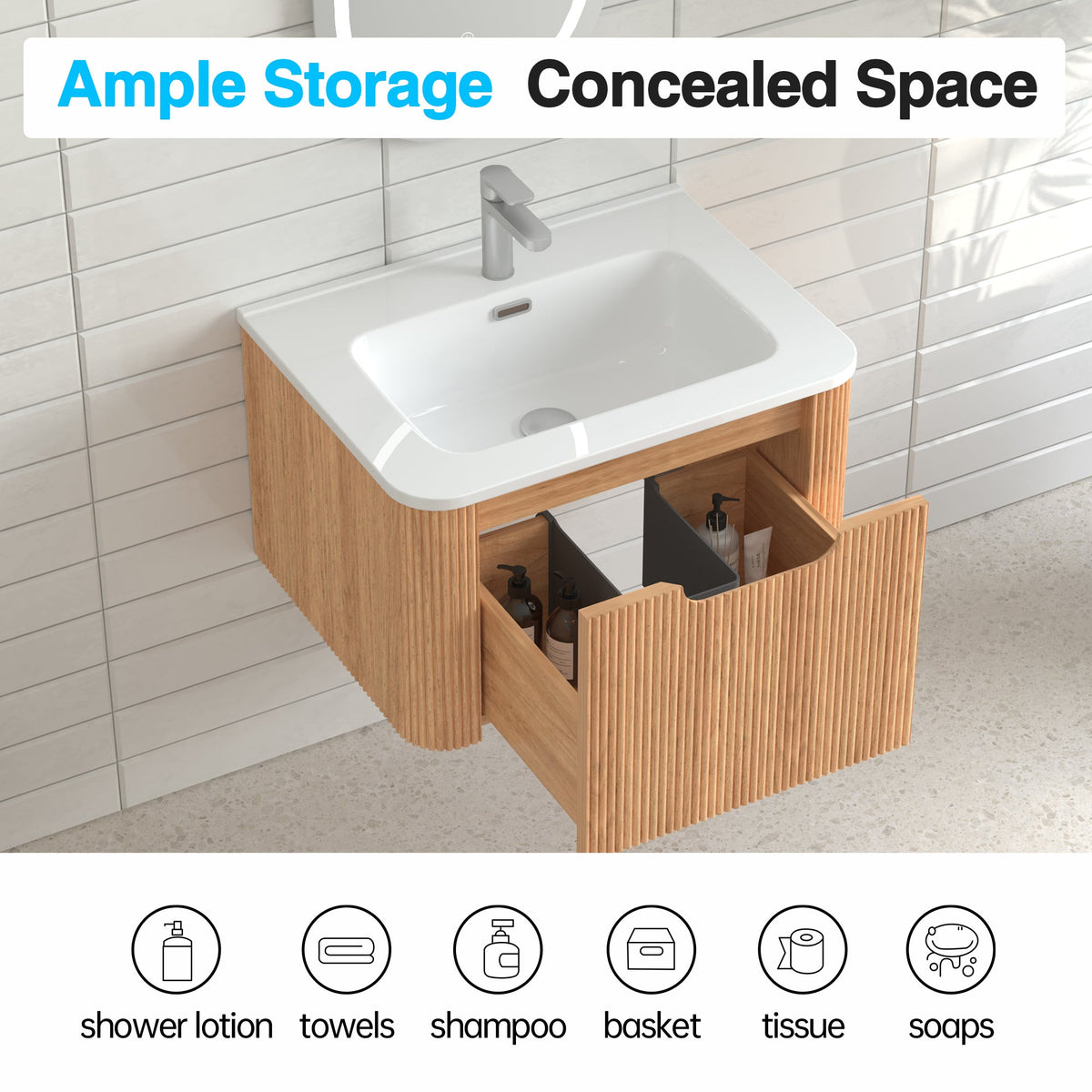 24" Wall-Mounted Floating Bathroom Vanity, photo 5 of 10