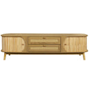 Rattan TV Stand For Tvs Up To 75'', Modern Farmhouse Media Console, Entertainment Center With Legs, TV Cabinet For Living Room, Home Theatre - Natural Wood by HouseOfZazla