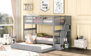 Stairway Bunk Bed With Storage And Guard Rail For Bedroom by HouseOfZazla