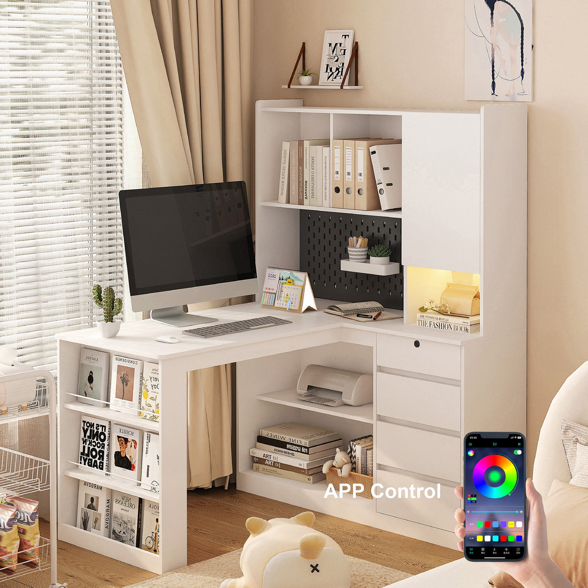 L Shaped Desk with Charger and Drawers, photo 4 of 10