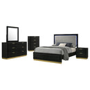 5 Piece California King Bedroom Set With Upholstered Headboard - Black by HouseOfZazla