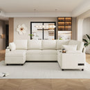 U-Shaped Sectional Sleeper Sofa With Ample Storage Space, 2 Cup Holders And Charging Ports For Living Room by HouseOfZazla