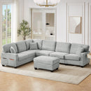 Upholstered U-Shaped Sectional Sofa With Movable Ottoman And Side Storage Pockets by HouseOfZazla