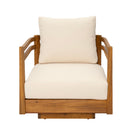 Set of 2 Acacia Wood Outdoor Swivel Chairs with Cushions