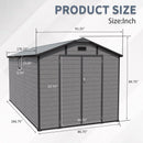 8x14 FT Plastic Outdoor Storage Shed - Lockable Resin Tool Shed with 2 Window & 3 Air vents by HouseOfZazla