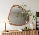 Asymmetrical Wall Mirror Wooden Framed Mirror Large Sized Dressing Mirror, For Living Room, Bedroom, Bathroom, Hallway Or Entry Way - Natural Wood by HouseOfZazla
