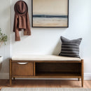 Accent Bench With Storage, Upholstered Cushion - Walnut Brown by HouseOfZazla