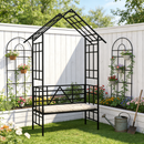 Metal Garden Arch with Bench Turned into Flower Stand by HouseOfZazla