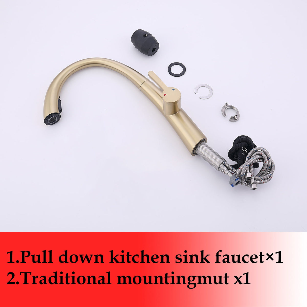 Elegant Single Handle Stainless Steel Pull Out Kitchen Faucet With High Arch Spout, photo 15 of 16
