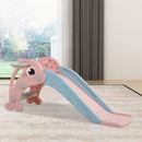 2 in 1 Slide, Toddler Freestanding Extra Long Slide with Basketball Hoop & Ball, Indoor Outdoor, Pink