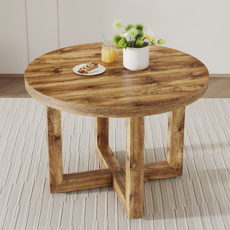 A modern and practical circular dining table. Made of MDF tabletop and wooden MDF table legs. Suitable for living room and bedroom. 42 inches x 42 inches x 30 inches
