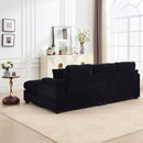 Convertible Sectional Sofa Bed Set With Armrest Storage, Cup Holder, USB - Black by Unique Piece Furniture