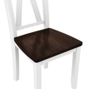 6-Piece Wood Dining Table Set Kitchen Table Set with Long Bench and 4 Dining Chairs, Farmhouse Style, Walnut+White