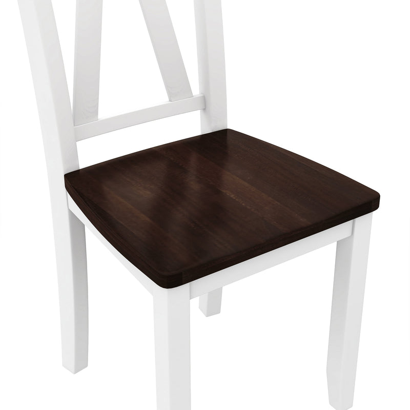 6-Piece Wood Dining Table Set Kitchen Table Set with Long Bench and 4 Dining Chairs, Farmhouse Style, Walnut+White