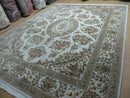 8' X 10' Handmade Chinese Floral Oriental Wool Silk Accent Rug Ivory Organic