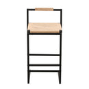 Stylish (Set of 2) Bar Stools With Backrest And Paper Rope Woven Seat, Counter Height Dining Chairs For Kitchen - Natural