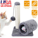 Cat Scratching Post Cat Kitten Sisal Scratch Post Toy w/ Tunnel & Lifelike Mouse Toy Pet Activity Play Fun