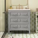 Retro Bathroom Vanity With Sink Combo, Free Standing Single Set With 3 Drawers by Unique Piece Furniture