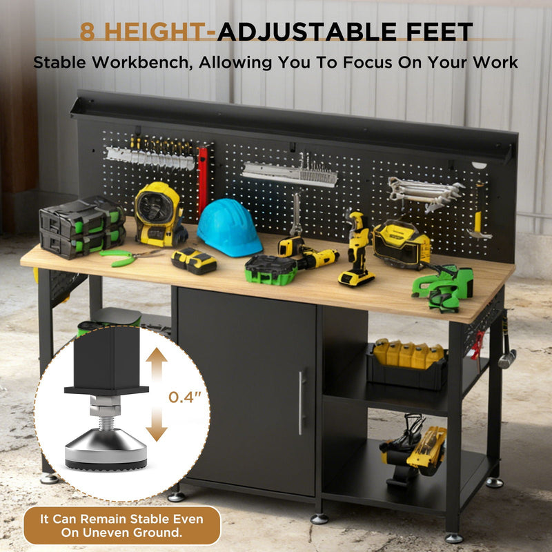 Workbench With Storage Cabinet And Pegboard - Black, photo 8 of 9