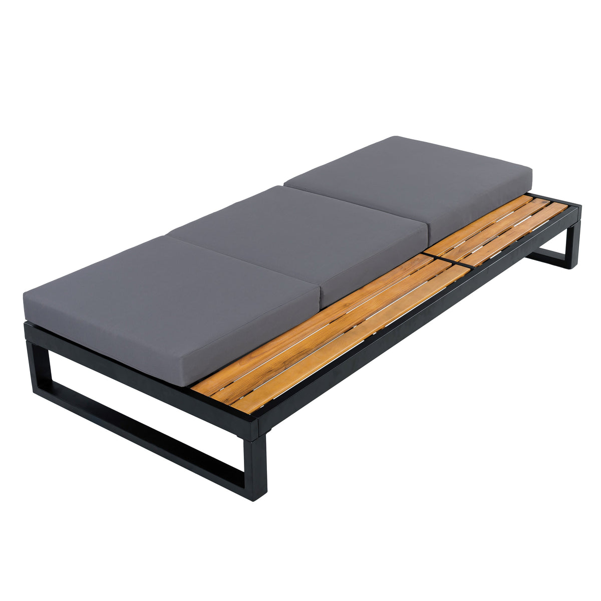 Black Iron & Teak Finish Chaise Lounge Set, photo 10 of 10
