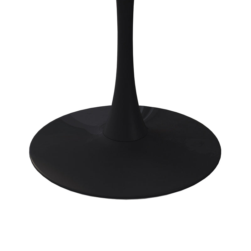 42" Modern Round Dining Table with Printed OAK Color Grain Table Top, Metal Base Dining Table, End Table Leisure Coffee Table