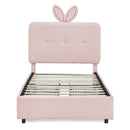 Twin Size Kids Upholstered Bed with Oversized Rabbit Ear Headboard