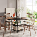 Round Dining Table For 4 With Storage Shelf - Brown / Black by HouseOfZazla