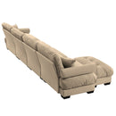 Modern Sectional Sofa With Ottoman, Round Bolster Armrests, Waist And Throw Pillows by HouseOfZazla