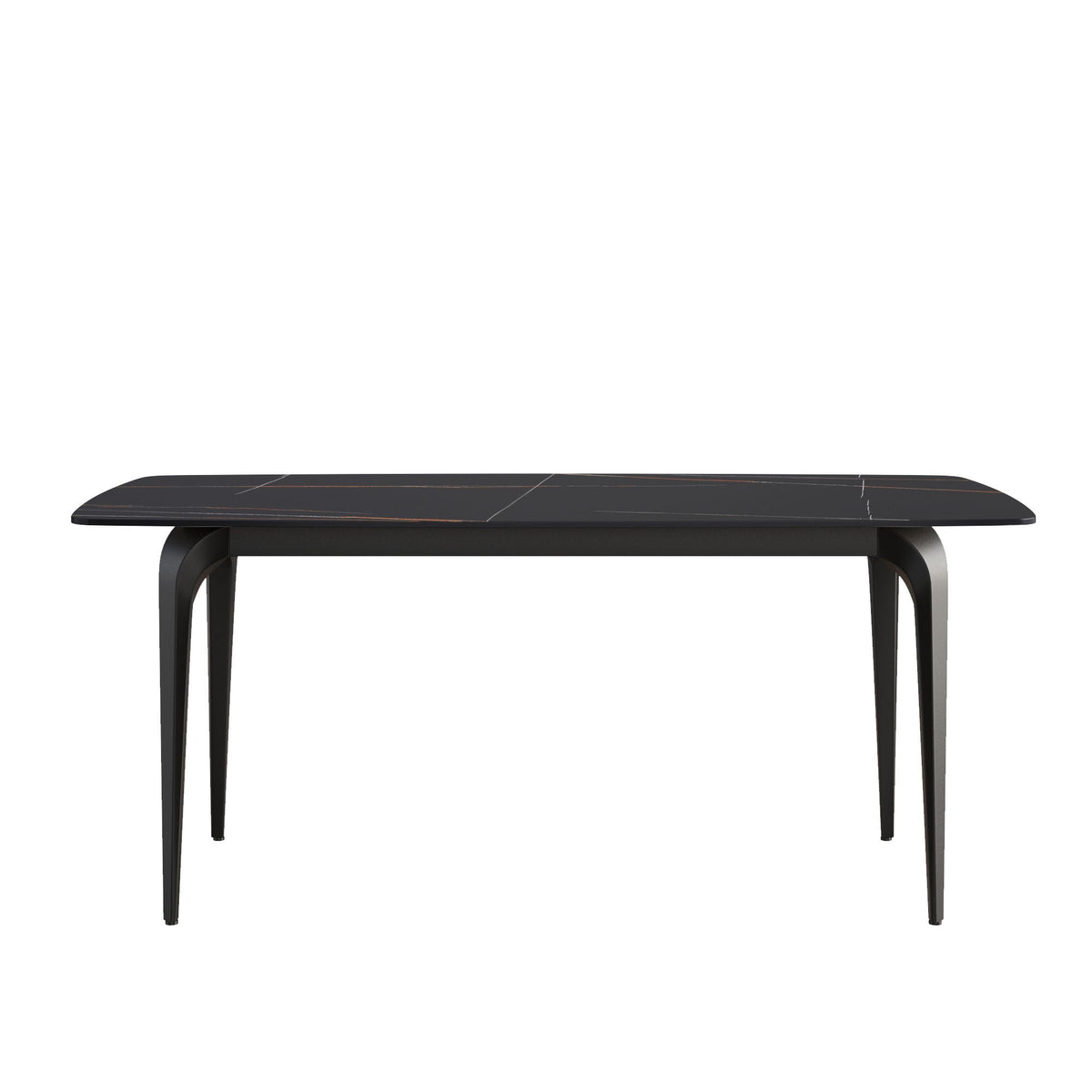 70.87" Modern Artificial Stone Curved Metal Leg Dining Table, Can Accommodate 6-8 People, photo 7 of 7