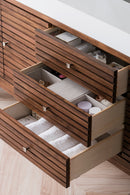 James Martin Linear 72" Double Bathroom Vanity, Mid-Century Walnut