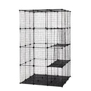 3-Tier Wire Cat Cage, Large Kennels Playpen with 3 Platforms, 3 Ramp Ladders and 4 Doors, Black