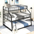 Twin Long / Full Long / Queen Triple Bunk Bed With Long And Short Ladder And Full-Length Guardrails - Black by Unique Piece Furniture