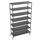 7 Tier Standing Shelf Units, 2800 LBS NSF Height Adjustable Metal Garage Storage Shelves with Wheels, Heavy Duty Storage Rack Metal Shelves - Black - 7T-2800LBS-BLACK