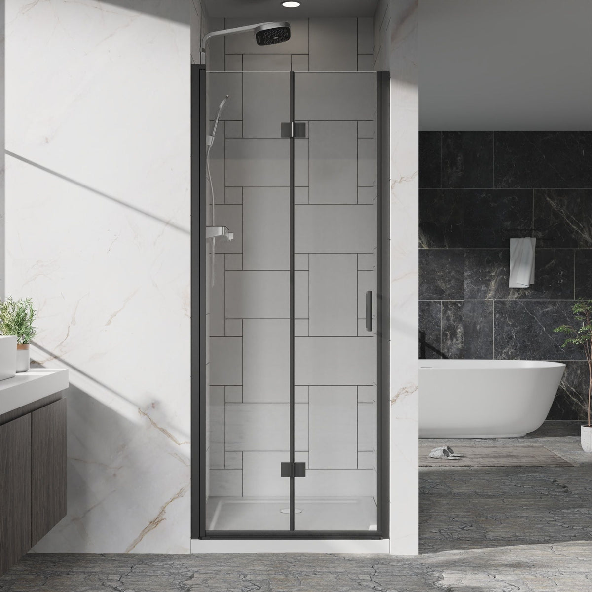 Bifold Frameless Shower Door With Tempered Clear Glass, photo 19 of 21