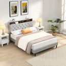 Modern Upholstered Platform Bed Frame With Button Tufted Headboard And USB Ports by Unique Piece Furniture