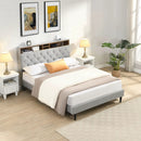 Modern Upholstered Platform Bed Frame With Button Tufted Headboard And USB Ports by Unique Piece Furniture