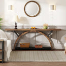 Console Table With 2 Tier Storage And Half Moon Frame For Hallway - Brown / Black
