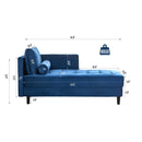 64" Velvet Chaise, Mid-Century Modern Chaise Furniture, Sleeper for Living Room, Apartment, Tool-Free Assembly. (Blue)